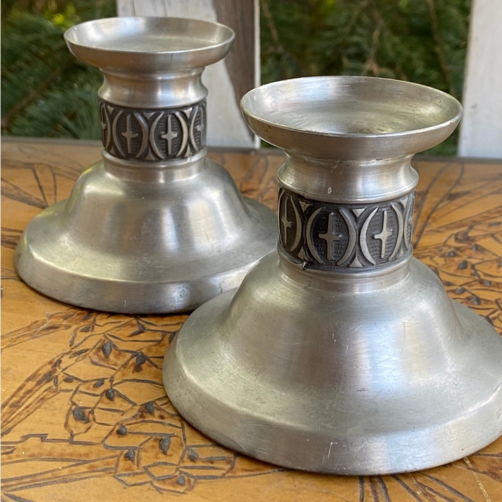 COPY - Vintage Huagrud Norway Pewter Candle Holders Set of 2 MCM